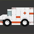 Lego Style Ambulance Block Model With White Orange Body And Red Cross