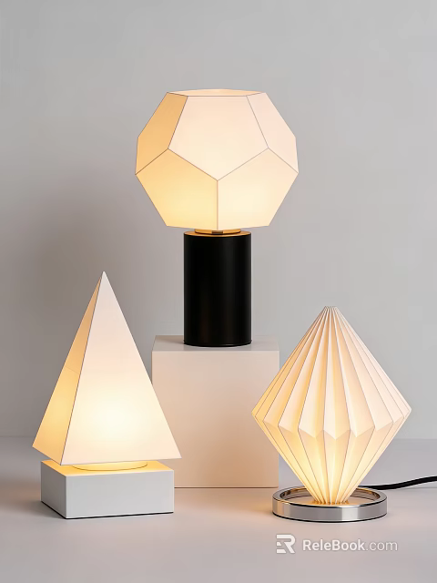 Modern Geometric Shaped Table Lamp With Black Base And Designer Lamps 3d model 