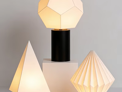 Modern Geometric Shaped Table Lamp With Black Base And Designer Lamps 3d model