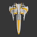 White And Yellow Streamlined Spaceship Model For Space Exploration With Engines And Wings 3d model