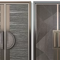 Contemporary Double Doors With Bronze Textured Panels Circular Handles And Geometric Designs