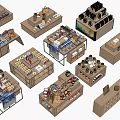 Wooden Display Shelves for Retail Stores with Different Styles Showcasing Various Products
