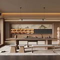 Traditional Tea Room Interior Design With Wooden Table Benches And Tea Sets