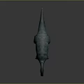 Realistic Teal Green Dinosaur Model With Curved Crest Standing On Gray Background