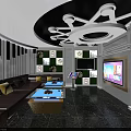 Modern KTV Lounge Interior Design With Leather Sofa LED Screen And Decorative Lighting 3d model