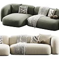 Cozy Modern Style Sofas With Decorative Pillows And Warm Blankets In Different Colors 3d model