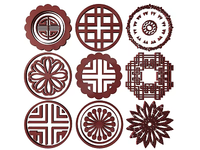 Traditional Chinese Circular Carved Patterns With Intricate Geometric And Floral Designs 3d model