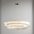 Modern White Chandelier With Curved Shades For Contemporary Interior Lighting