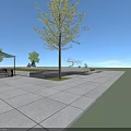 Modern Garden Landscape Design With Green Lawn Seating Area Umbrellas Trees and Stone Pathway