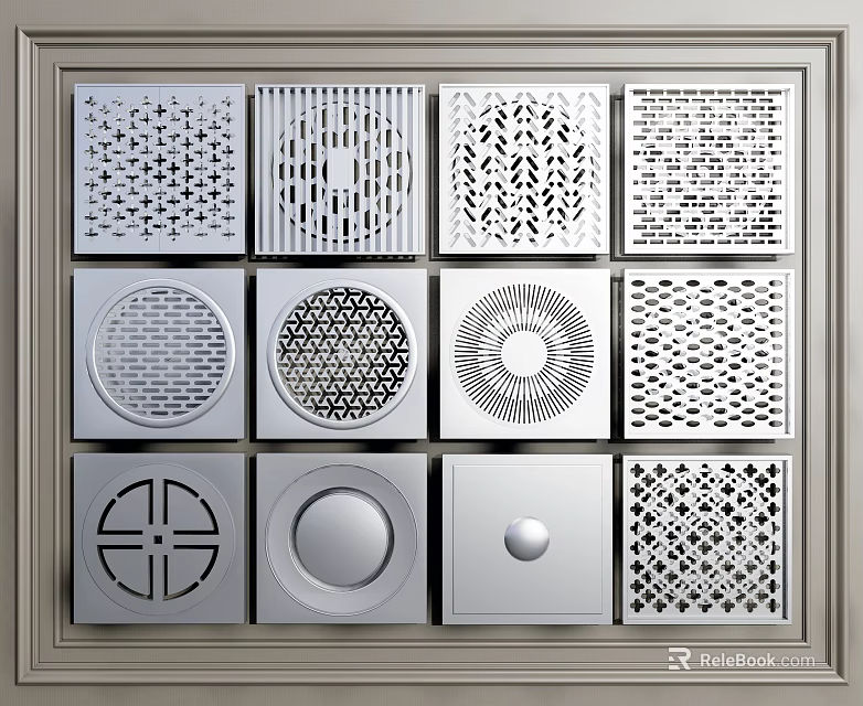 Stylish Bathroom Accessories Metal Drain Covers With Various Patterns And Designs 3d model