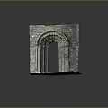 Ancient Stone Arch Ruins With Carved Details And Gravel Ground Scenery