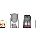 Modern Household Electrical Appliances Including Kettle Coffee Maker And Toaster 3d model