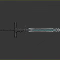 Fantasy Weapon Blue Blade Sword With Black Decorative Hilt And Glowing Design
