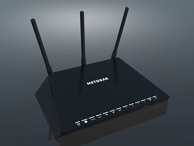 NETGEAR Wireless Router With Three Antennas And Black Design For Computer Network 3d model