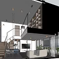 Modern Guest Restaurant Simple Guest Restaurant Sofa Coffee Table Combination Dining Table Dining Chair Combination TV Background Sofa Background 3d model