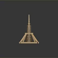Ancient Wooden Catapult Weapon with Medieval Siege Warfare Design and Frame Structure