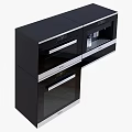 Modern Black Built In Kitchen Appliances With Glass Doors And Control Panels