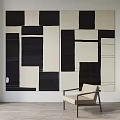 Modern Square Carpet Black and White Carpet 3d model