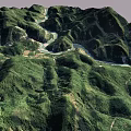 Natural Scenic Landscape Architecture Featuring Rolling Mountains Winding River and Lush Green Vegetation