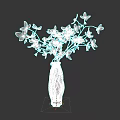Black Vase With Pink Blooming Flowers And Delicate Branches On Gray Background