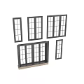 Black Framed Glass Windows And Doors With Grid Design Multiple Styles And Sizes 3d model