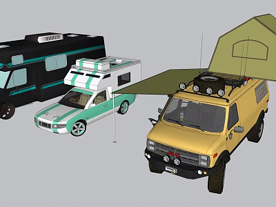 Functional Vehicles Including RVs Off Road Car With Roof Rack Spare Tires And Camping Tent 3d model