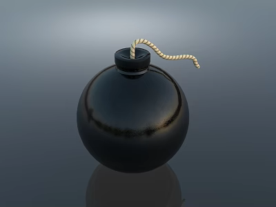 Black Hand Grenade With Yellow Fuse As Military Explosive Weapon 3d model