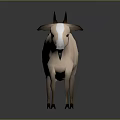 3D Goat Model With Light Beige Body Black Horns And White Face