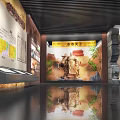 Ancient Emperor Themed Cultural Museum Exhibition With Stone Statue Traditional Mural And Display Cases