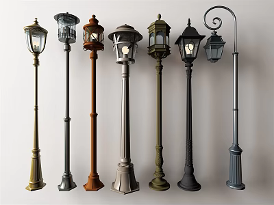 Various Stylish Outdoor Lights with Decorative Designs for Garden and Yard Use 3d model