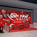 Dice King Battle Photo Check in Spot With Red Backdrop And Dice Decorations