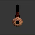 Elegant Decorative Ornament Set With Red Orange Marbled Pipe Black Mouthpiece On Metal Stand
