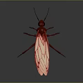 Red Insect With Glowing Wings And Green Striped Body Artistic Model