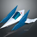 Creative Origami Paper Airplane Model With Blue Wings White Body And Red Logo