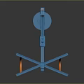 Blue Industrial Robotic Arm Equipment With Hanging Orange Hoses And Sturdy Base