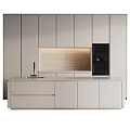 Sleek Modern Kitchen Interior Design With Gray Cabinets Island Countertop Built-in Oven And Faucet