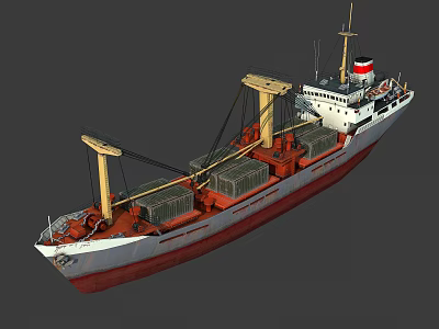Cargo Ship With Containers And Masts 3d model
