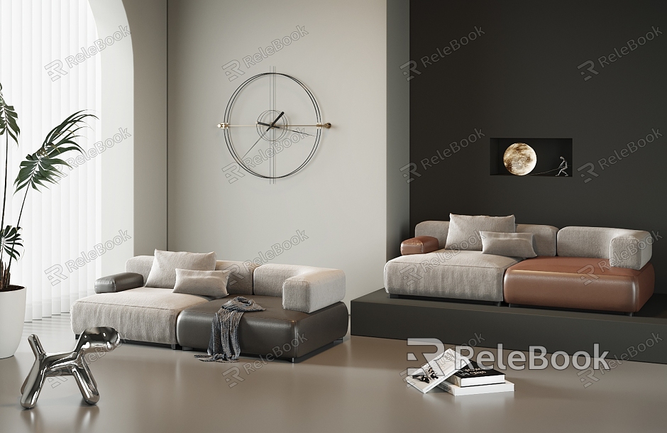 Modern double sofa multiplayer sofa model