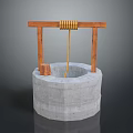 Traditional Old Style Stone Well With Wooden Frame Rope And Bucket