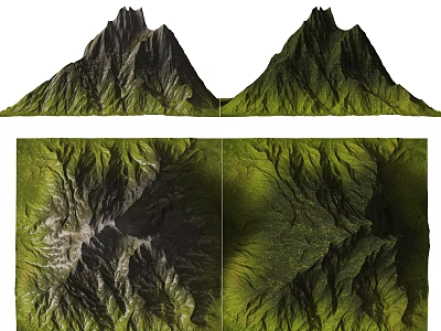 Green Mountain Terrain With Detailed Vegetation Texture And Landscape Views From Different Angles 3d model