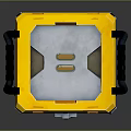 Yellow Brown Equipment Case With Black Handles Green Indicators Support Legs And Number 123