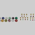 Decorative Cabinet Handles with Gold Metal Bases and Colorful Spherical Knobs in Marble Speckled Designs