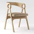Modern Wooden Leisure Chair with Circular Armrests and Dark Fabric Seat