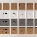 Modern Switch Panels in Various Colors with Different Socket Designs for Home Use 3d model