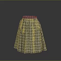 Elegant Gray Plaid Pleated Skirt With Flared Hem And Classic Design For Women