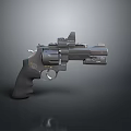 Modern Tactical Revolver With Black Grip And Mounted Sight For Shooting Use