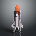 Detailed Space Shuttle Model Featuring Orange Nose Cone White Fuselage And Booster Rockets