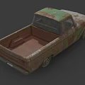 Old Rusty Vintage Truck With Weathered Body And Green Gray Patina