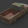 Scrap car abandoned car Ford classic pickup broken car broken car broken car low face number low model simple model game sub-era film and television level super realistic 3d model