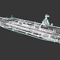 Aircraft Carrier Warship With Extended Flight Deck And Command Tower Structure